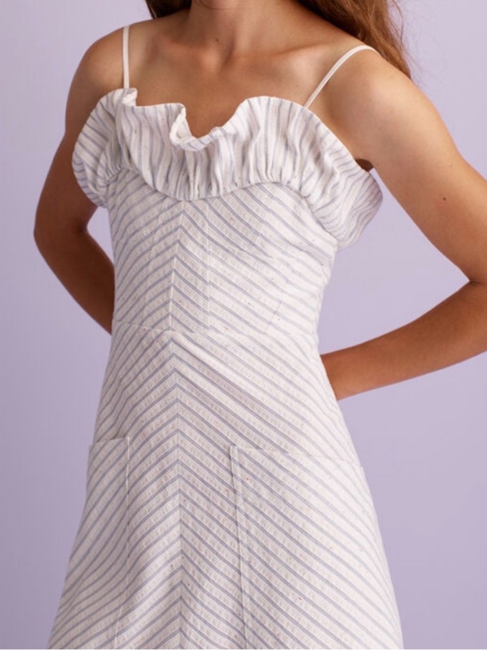 Rebecca Taylor Striped Cotton Blend Midi Dress Size 6